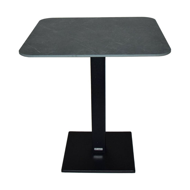 Capuccino bistro table 70x70 cm, basalt aluminium base with guatemala marble compact laminate top – contract grade for restaurant and café terraces