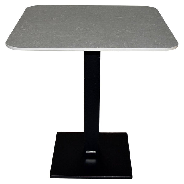 Capuccino high table 80x80 cm, basalt aluminium base with seashell compact laminate top – contract grade for restaurant and café terraces