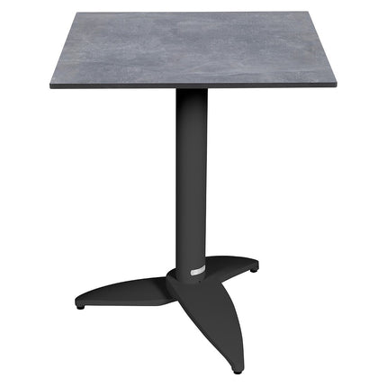 Leaf bistro table 60x60 cm, anthracite aluminium base with light concrete compact laminate top – contract grade for restaurant and café terraces