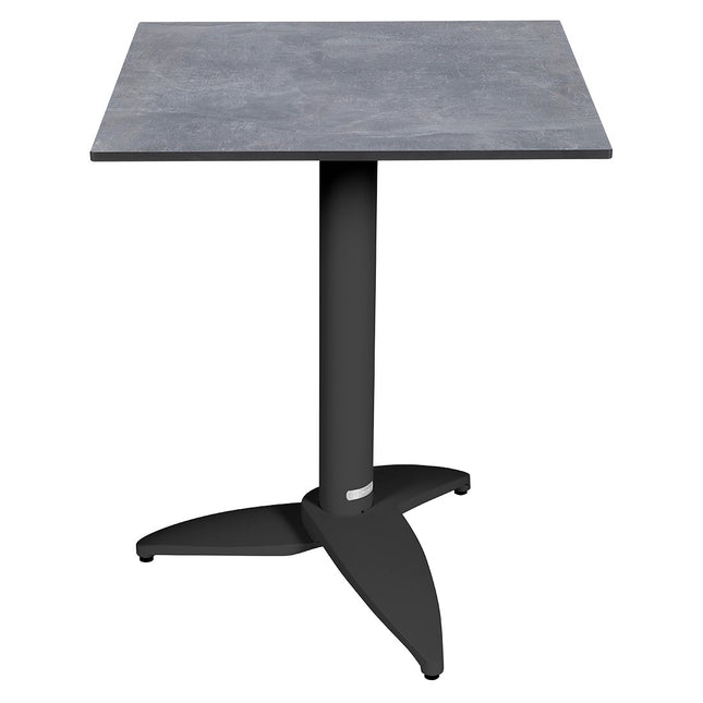 Leaf bistro table 60x60 cm, anthracite aluminium base with light concrete compact laminate top – contract grade for restaurant and café terraces