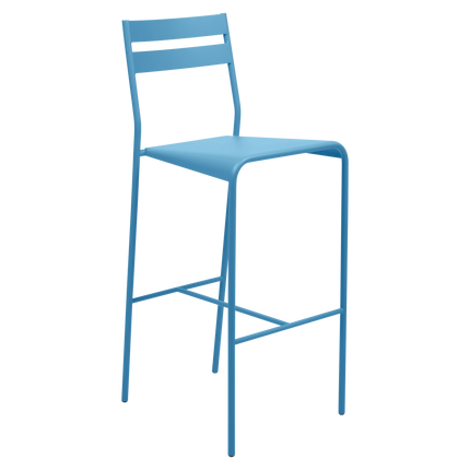 Fermob Facto Outdoor Bar Chair in Maya Blue – outdoor bar chair for hospitality terraces