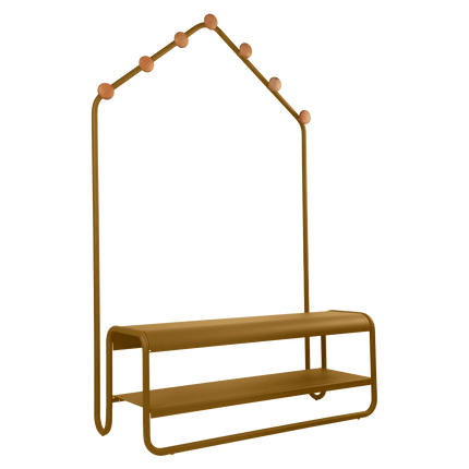 Fermob Funambule Cloakroom Bench in Gingerbread – outdoor bench for hotels & restaurants, Ireland