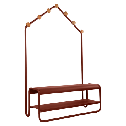 Fermob Funambule Cloakroom Bench in Red Ochre – outdoor bench for hotels & restaurants, Ireland