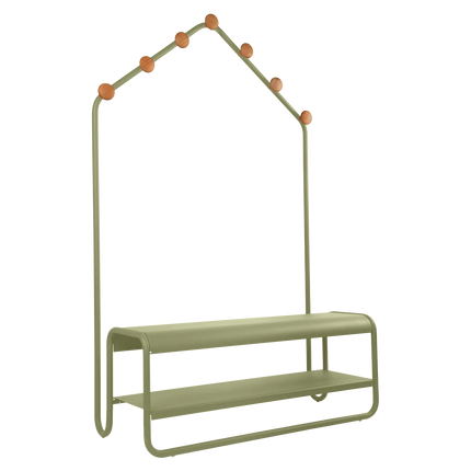 Fermob Funambule Cloakroom Bench in Willow Green – outdoor bench for hotels & restaurants, Ireland