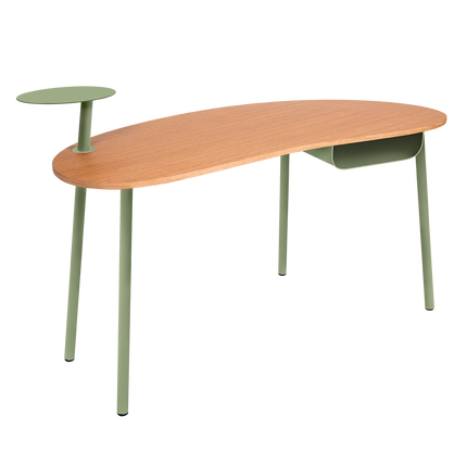 Fermob Nuage Oak & Steel Desk in Cactus – outdoor desk for hotels & restaurants, Ireland
