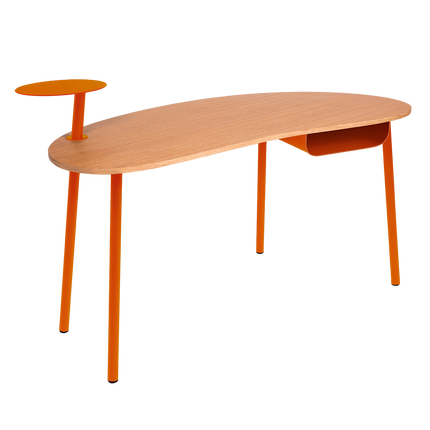 Fermob Nuage Oak & Steel Desk in Candied Orange – outdoor desk for hotels & restaurants, Ireland