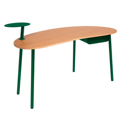 Fermob Nuage Oak & Steel Desk in Cedar Green – outdoor desk for hotels & restaurants, Ireland