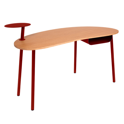 Fermob Nuage Oak & Steel Desk in Chilli – outdoor desk for hotels & restaurants, Ireland