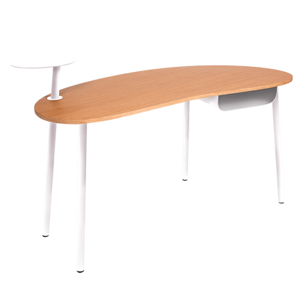 Fermob Nuage Oak & Steel Desk in Cotton White – outdoor desk for hotels & restaurants, Ireland