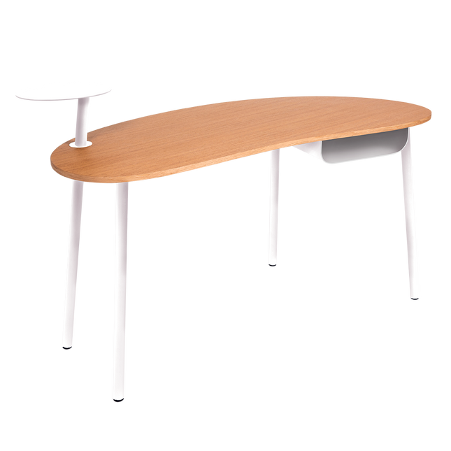 Fermob Nuage Oak & Steel Desk in Cotton White – outdoor desk for hotels & restaurants, Ireland