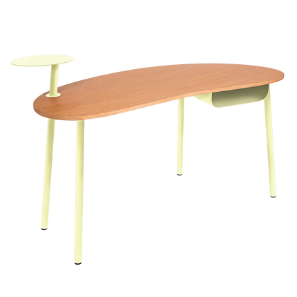 Fermob Nuage Oak & Steel Desk in Frosted Lemon – outdoor desk for hotels & restaurants, Ireland