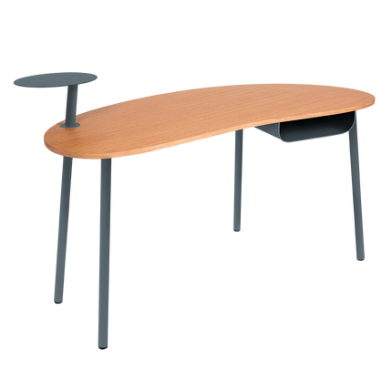Fermob Nuage Oak & Steel Desk in Storm Grey – outdoor desk for hotels & restaurants, Ireland