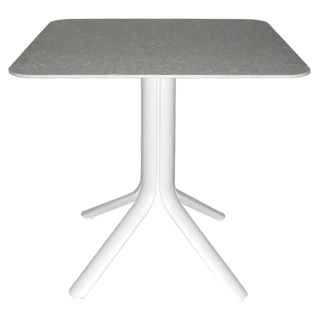 Fermob Stello 4 Bistro Table 80 × 80 cm – Cotton White Base, Seashell Top - CWDH