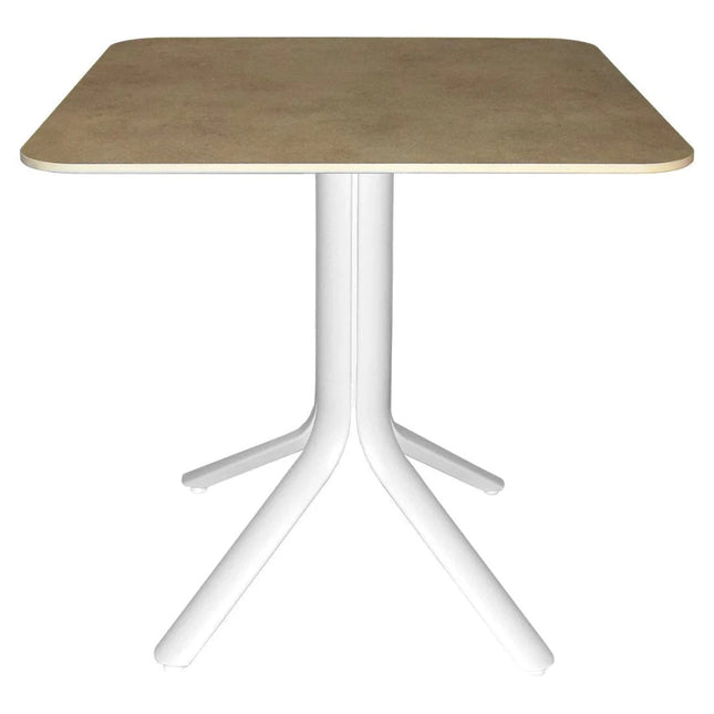Fermob Stello 4 Bistro Table 80 × 80 cm – Cotton White Base, Stone Effect Top - CWDH