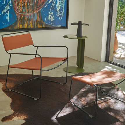 Fermob Surprising Leather Footrest – outdoor ottoman for hotels & restaurants, Ireland