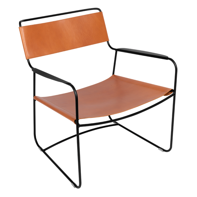 Fermob Surprising Leather Lounge Armchair in Liquorice – outdoor lounge chair for hotels & restaurants, Ireland