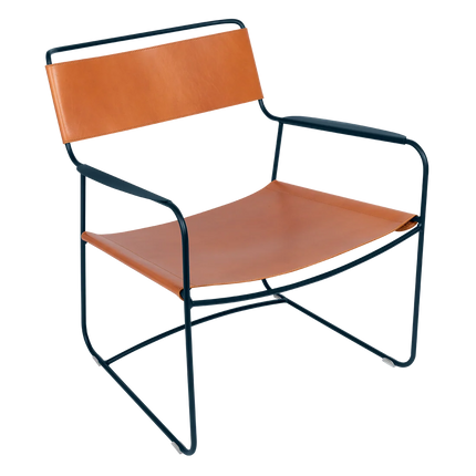 Fermob Surprising Leather Low Armchair in Deep Blue – outdoor lounge chair for hotels & restaurants, Ireland
