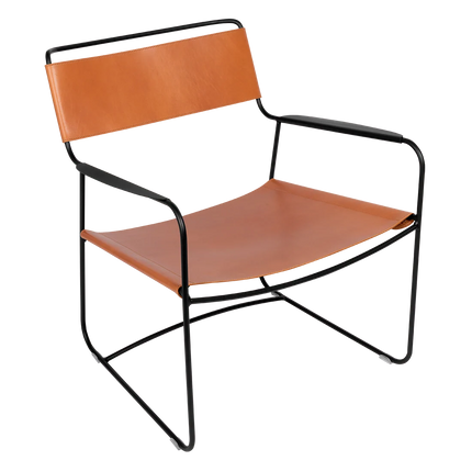 Fermob Surprising Leather Low Armchair in Liquorice – outdoor lounge chair for hotels & restaurants, Ireland