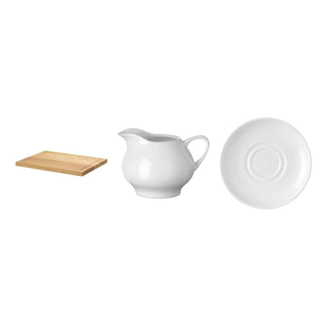 Fine Dine Madeira Oak Steak Board Set – 12 Boards, with or without 12 Sauce Boats & Saucers | Hospitality Trade Pack - CWDH