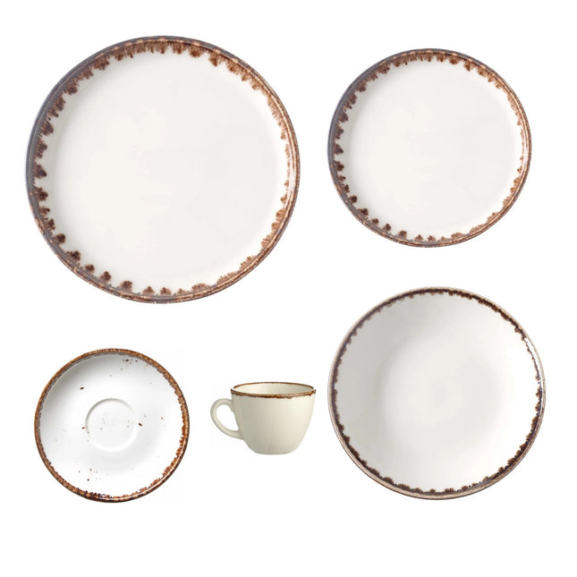 Fine Dine Vanilla Ten-Table Tabletop Set – 5-Piece Cover for 20 or 40 Covers – set contents