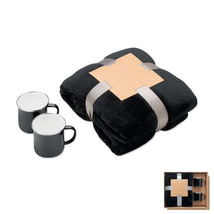 Fleece Blanket & Two Enamel Mugs Gift Set - CWDH