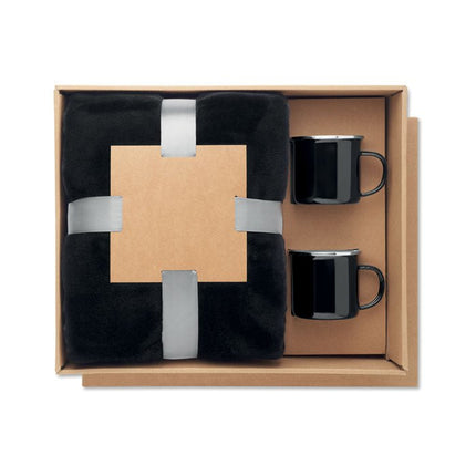 Fleece Blanket & Two Enamel Mugs Gift Set - CWDH