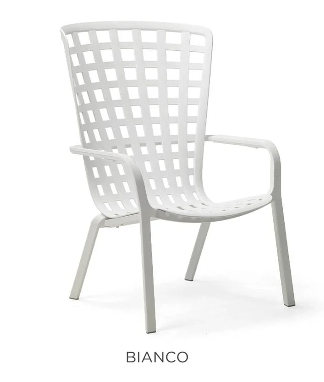 Nardi Folio outdoor armchair tortora polypropylene high-back design with integrated footrest outdoor patio