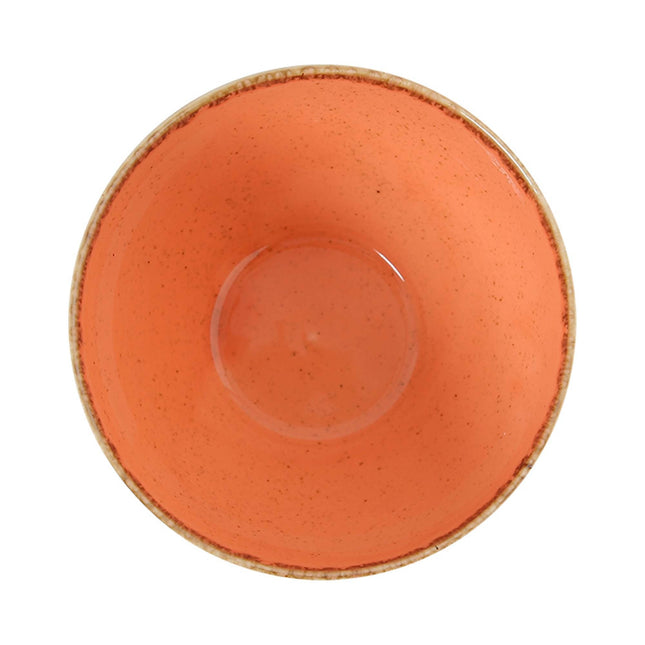 Porland amber ceramic bowl, 140mm diameter, with smooth rounded edges and glossy finish.