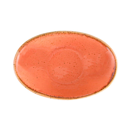 Porland amber oval mini dish, 110mm, showcasing smooth glass surface and elegant design for serving or decoration.