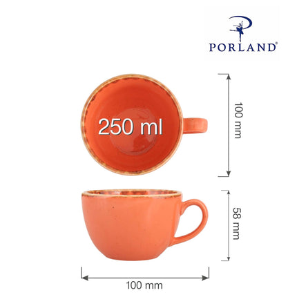 Elegant amber Porland cup, 250ml with a smooth curved design, perfect for stylish beverage servings.