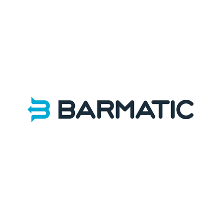Barmatic air-cooled ice cube maker producing 24kg of ice per day with a 4kg storage container, in a modern commercial setting.