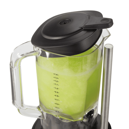Hamilton Beach Commercial 1.25L polycarbonate blender jug for 908 series, clear and durable, with a wide lid opening.