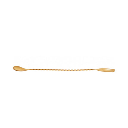 Bar Spoon with Fork End, Gold plated, 315mm