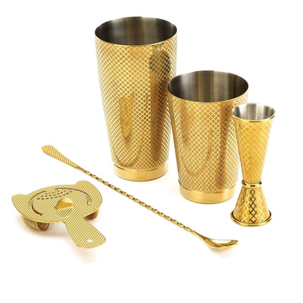 Bar Spoon with Fork End, Gold plated, 315mm