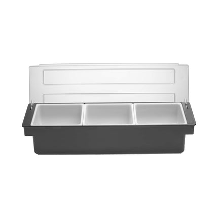 Ingredient box – 3 containers, Bar up, Black, 480x150x(H)100mm