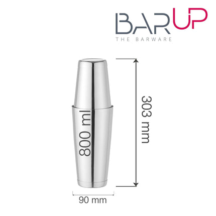 Tin-on-Tin Boston shaker, Bar up, 0,8L, ø90mm