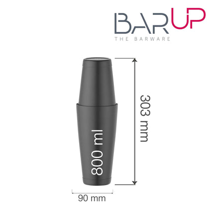 Tin-on-Tin Boston shaker, Bar up, 0,8L, Black, ø90mm