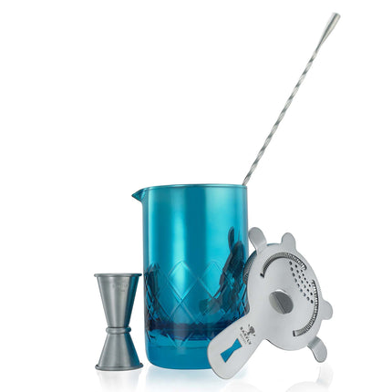 Barfly Mixing Glass 500 Ml Blue - Stainless Steel Interior With Integrated Pouring Spout And Weighted Base