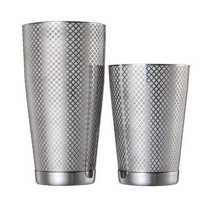 Diamond Lattice shaker/tin set, stainless steel, Barfly