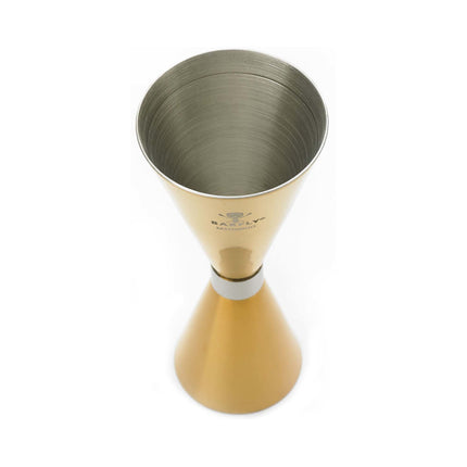 Slim Style jigger, gold plated w/stainless band, 2 oz., Barfly
