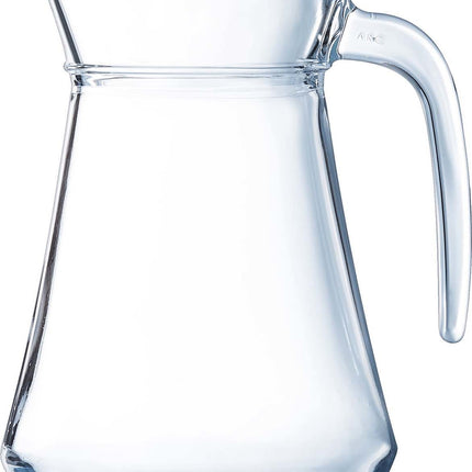 Clear 1000ml Arc jug by Arcoroc with a smooth handle and wide opening, ideal for serving beverages.