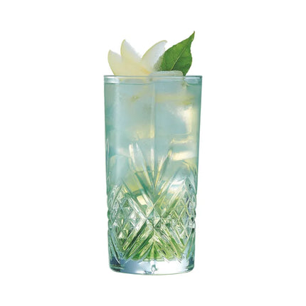 Broadway Highball Glass - Crystal Look Design With Durable Carvings Enhancing Cocktails 380ml