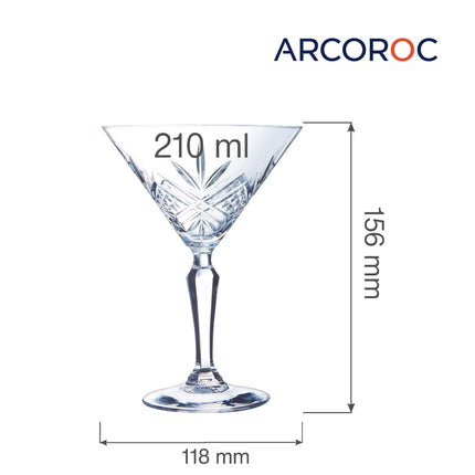 Broadway Cocktail Stem Glass 210ml - Crystal Look With Intricate Carvings For Elegant Cocktails