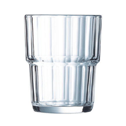 Arcoroc Norvege lowball glass, 160ml, professional-grade glassware with clear design, ideal for institutional use.