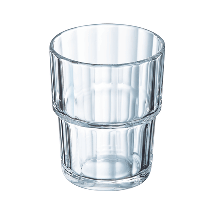 Arcoroc Norvege 160ml lowball glass, professional-grade glassware for institutional use, clear and sturdy for beverages.