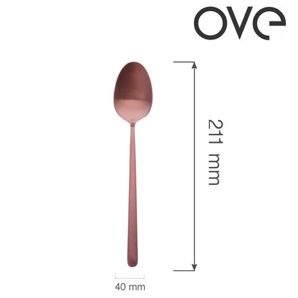 Amarone Bronze tablespoon by OVE, 211 mm, showing a close-up of the elegant, polished table spoon with detailed handle design.