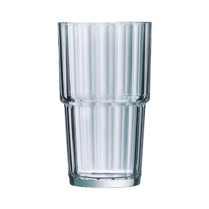 Arcoroc Norvege highball glass, 320ml tall glass for drinks, durable professional-grade drinkware for cafeterias and restaurants.