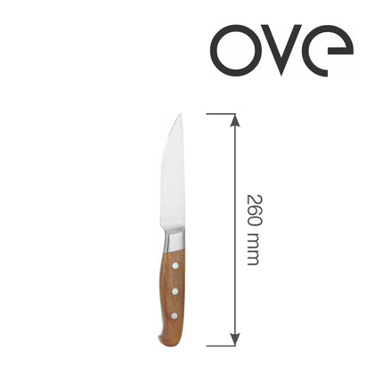 Steak knife 260mm, set of 6 in giftbox,  ROSE WOOD