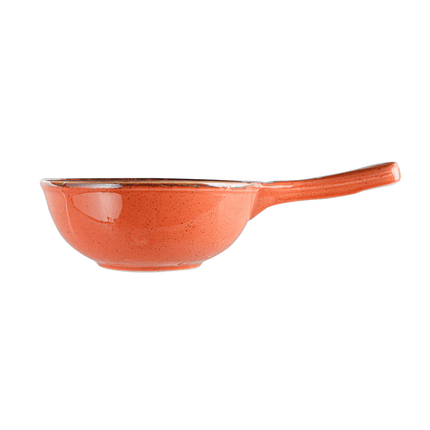 Porland amber porcelain saucepan with 160x85mm size, featuring a smooth handle and glossy finish for versatile cooking.