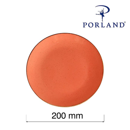 Porland amber 200mm shallow flat plate with smooth finish, ideal for serving appetizers or salads.